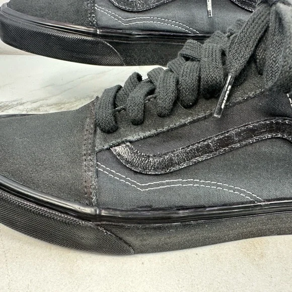 Vans Men's Old Skool Low All Black Canvas Sneakers Skate Tennis Shoes, 11 - Picture 9 of 16